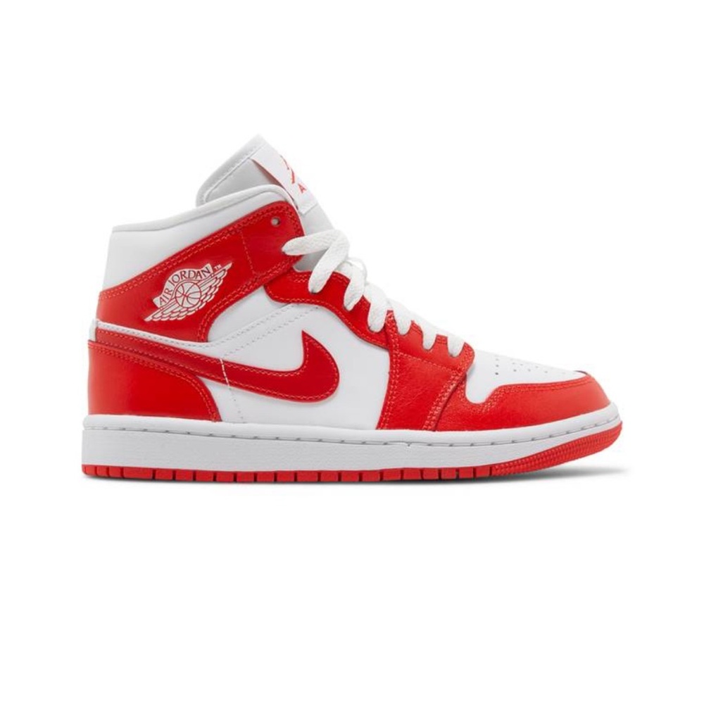 Women’s Air Jordan 1 Mid Habanero Red in size 8.
